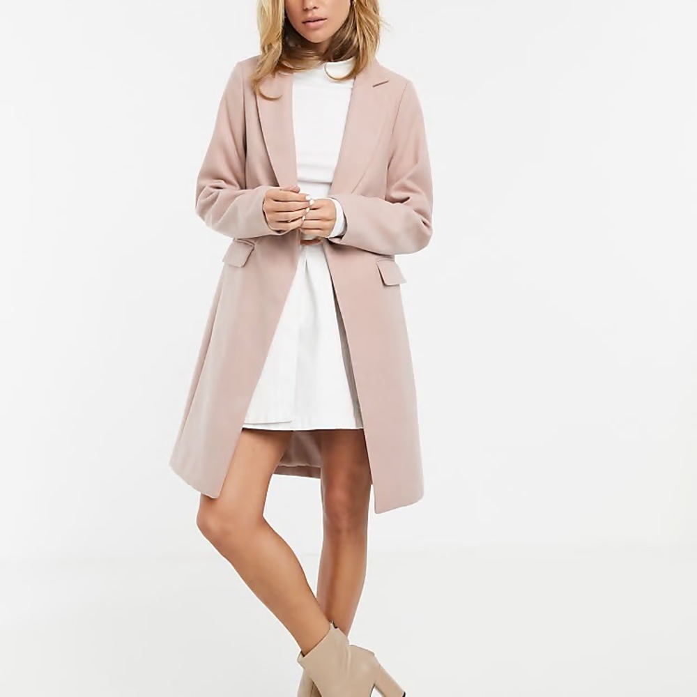 ASOS New Look Button Front Coat in Light Pink / US 0